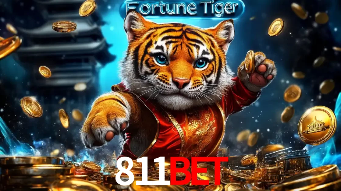 Imagem promocional do jogo de slot Fortune Tiger, com um tigre majestoso em traje tradicional cercado por uma fortuna em moedas de ouro, disponível agora no cassino 811BET.